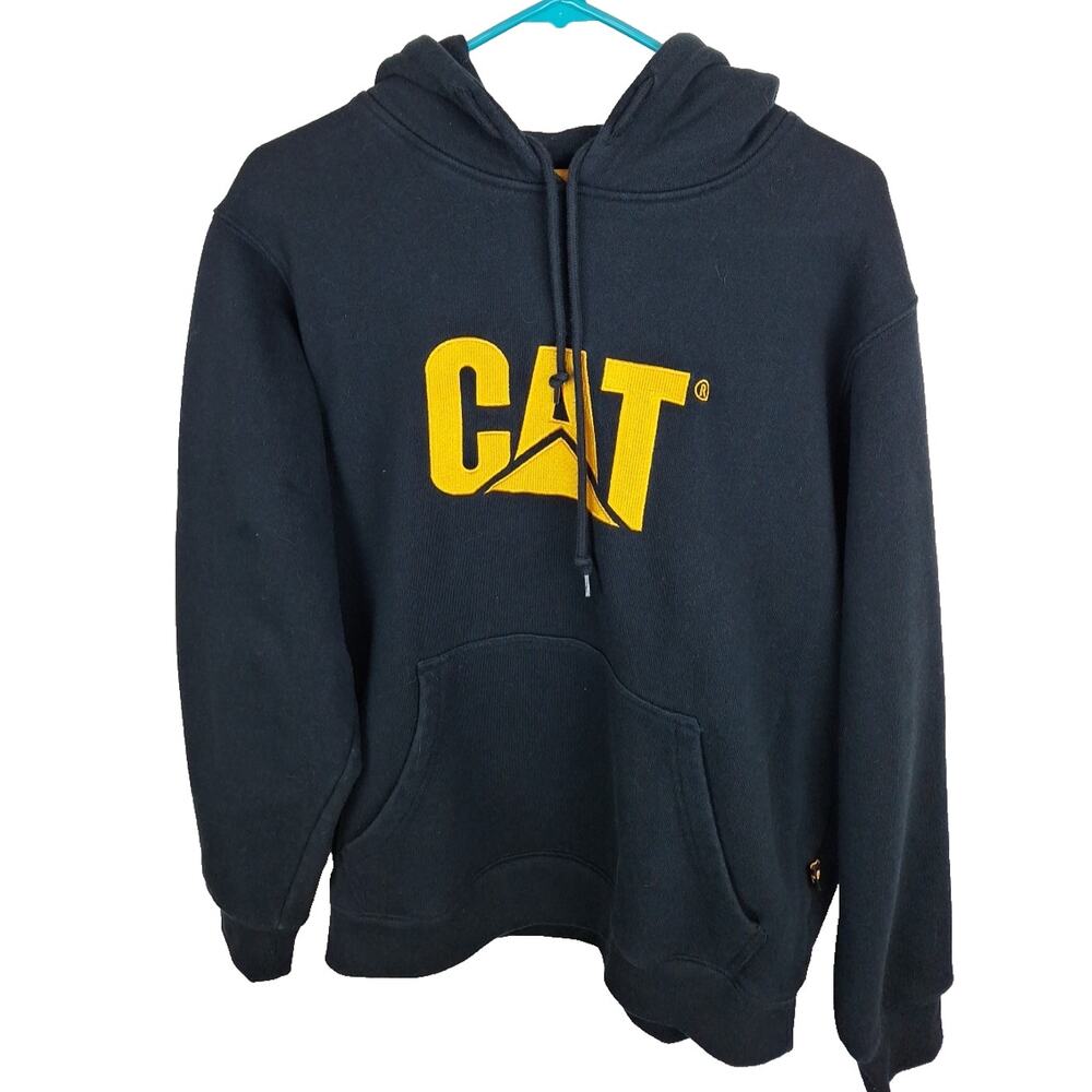 Caterpillar Men's Size Medium Black Logo Embroidered Hoodie Sweatshirt